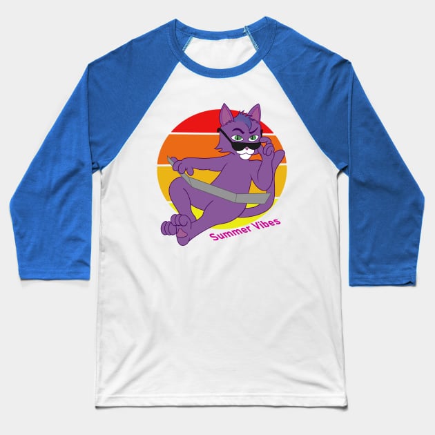 Kitty Vibes Baseball T-Shirt by Slightly Animated